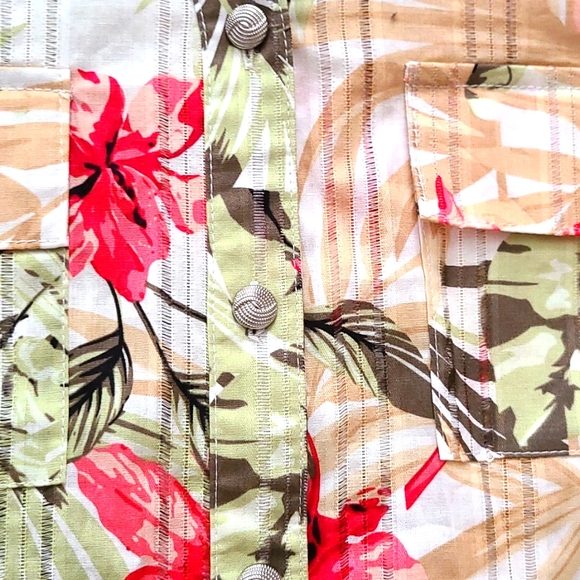 Nwt Allison Daley Colorful Hawaiian Button Up Sz 14 Floral - Picture 3 of 5